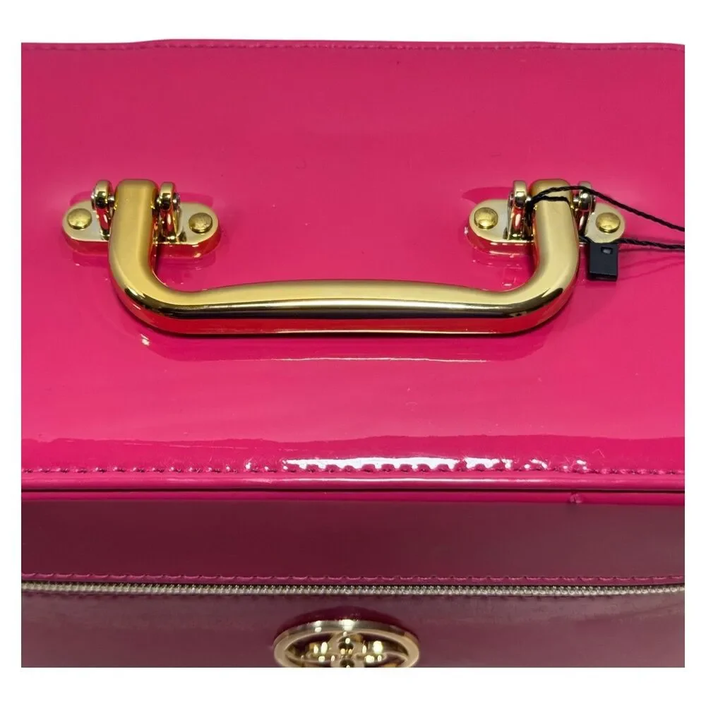 Nine West Jewelry Case Travel Organizer Pink Patent Leather Zip Box New